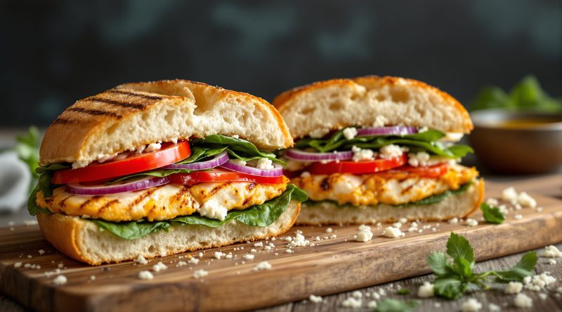 Sandwich med kylling og feta