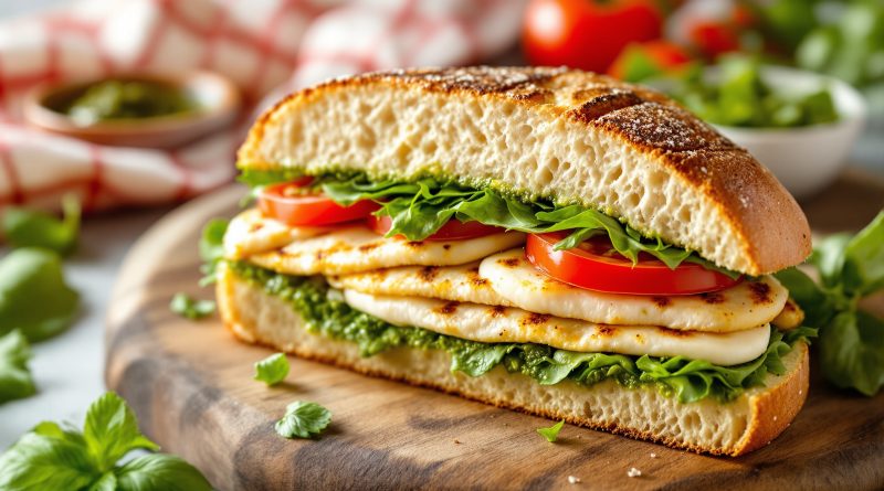 Sandwich med kylling og pesto