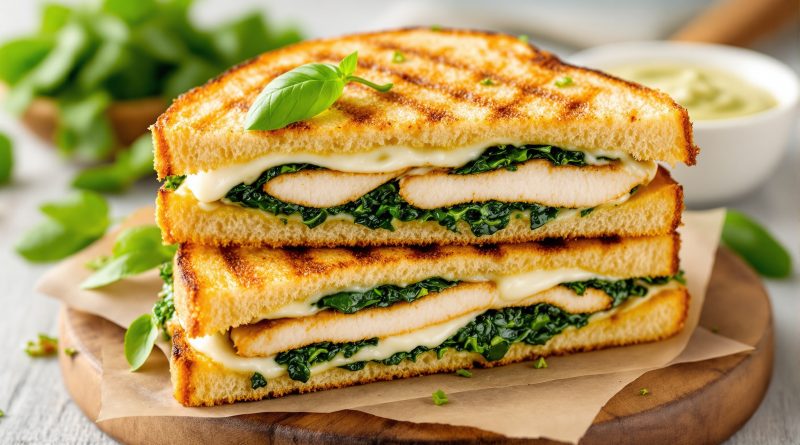 Sandwich med kylling og spinat