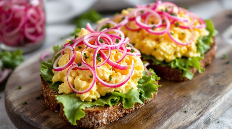 Sandwich med æg og rødløg