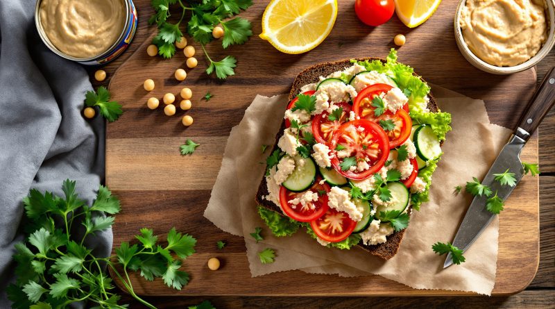 Sandwich med tun og hummus