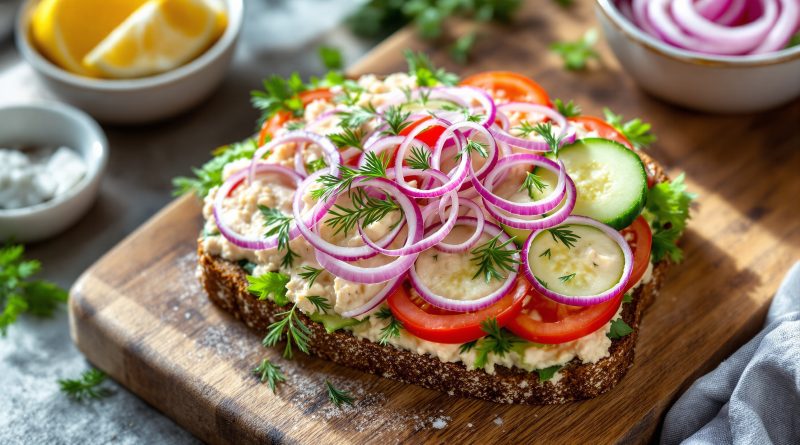 Sandwich med tun og rødløg