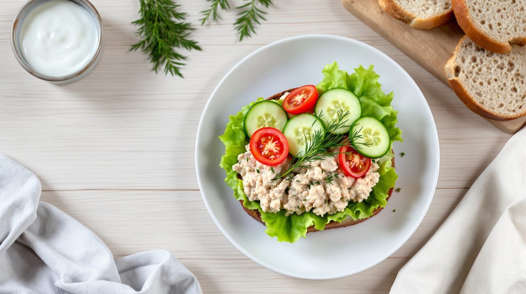 Sandwich med tun og yoghurt dressing