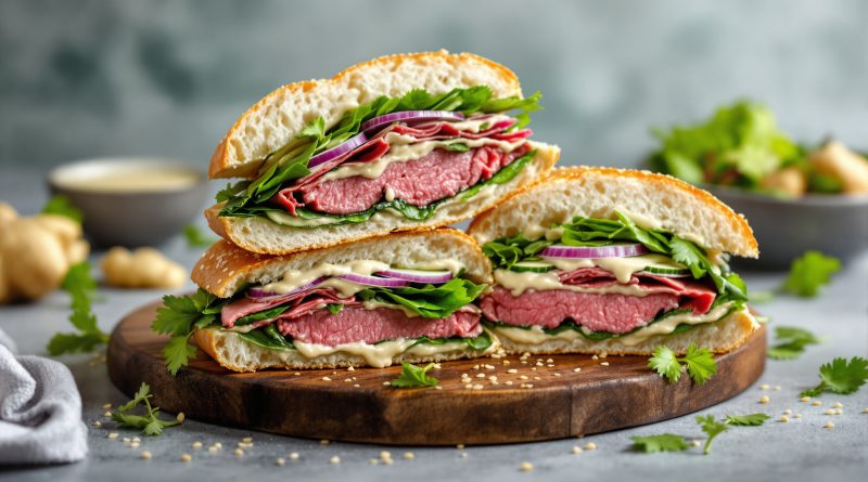 Sandwich med roastbeef og ingefær