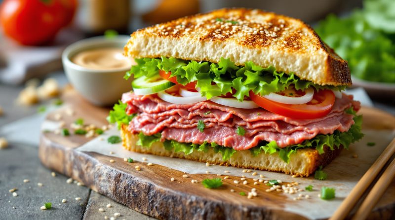 Sandwich med roastbeef og soyasauce