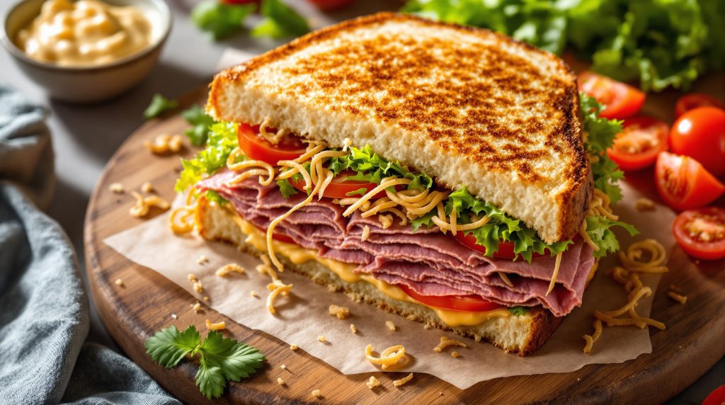 Sandwich med roastbeef og tomat