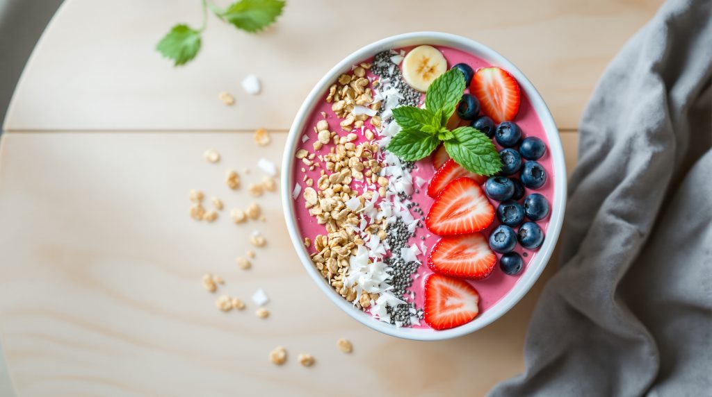 Smoothie bowl med jordbær