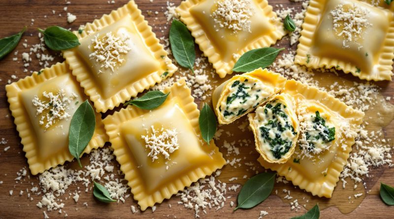 Ravioli ricotta og spinat