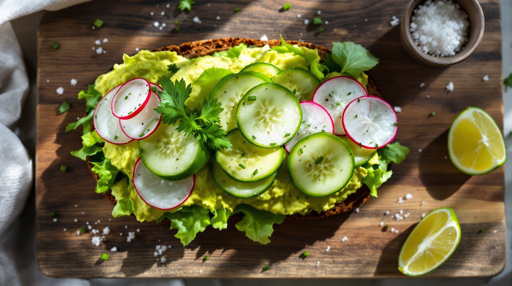 Sandwich med avocado og agurk