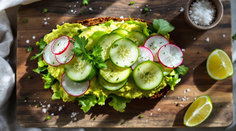 Sandwich med avocado og agurk