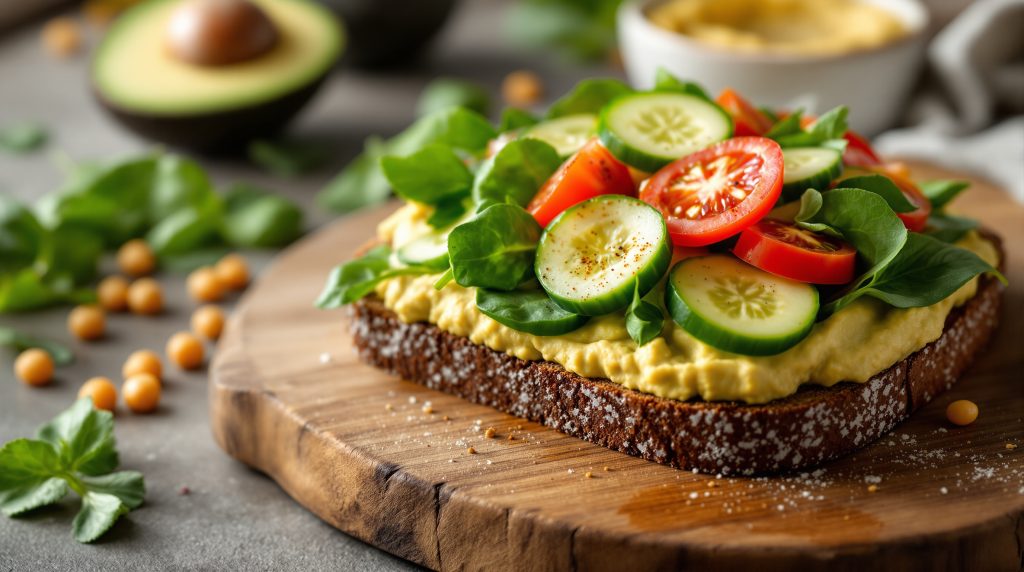 Sandwich med avocado og hummus