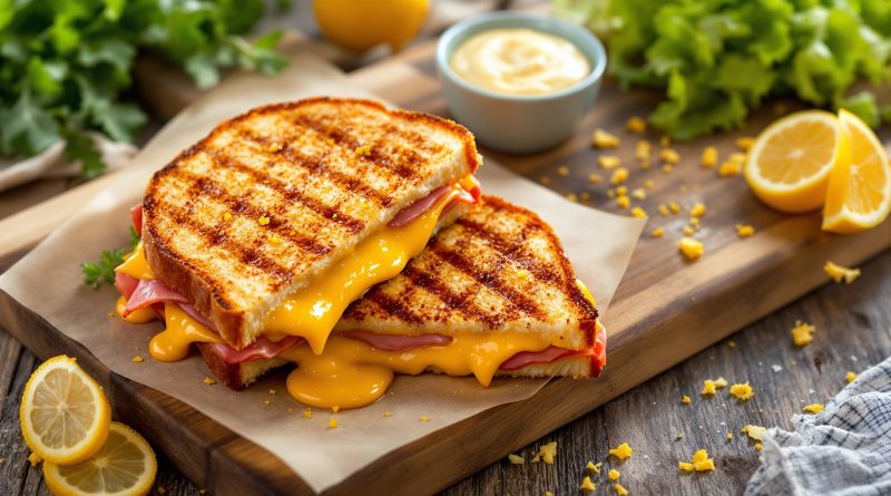 Sandwich med skinke og ost og citron