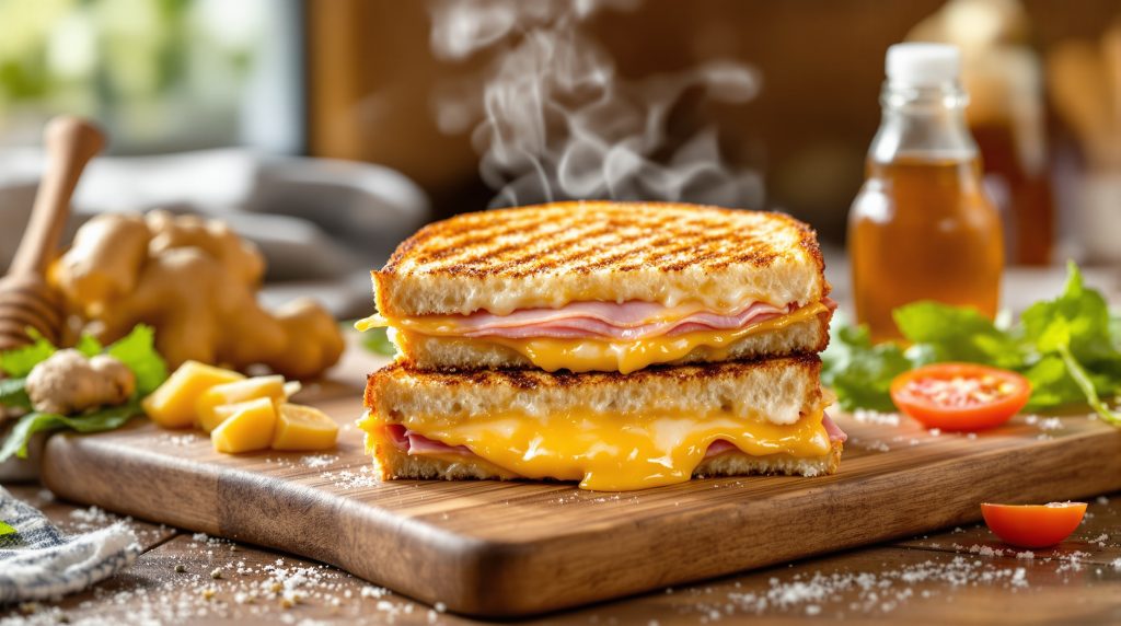 Sandwich med skinke og ost og ingefær