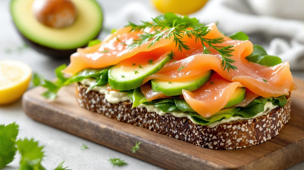 Sandwich med laks og avocado