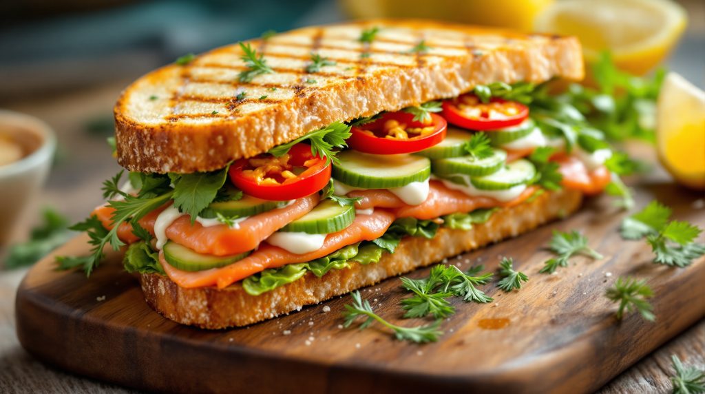 Sandwich med laks og chili