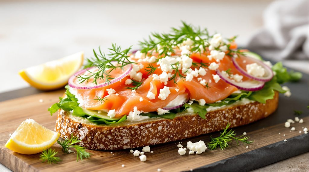 Sandwich med laks og feta