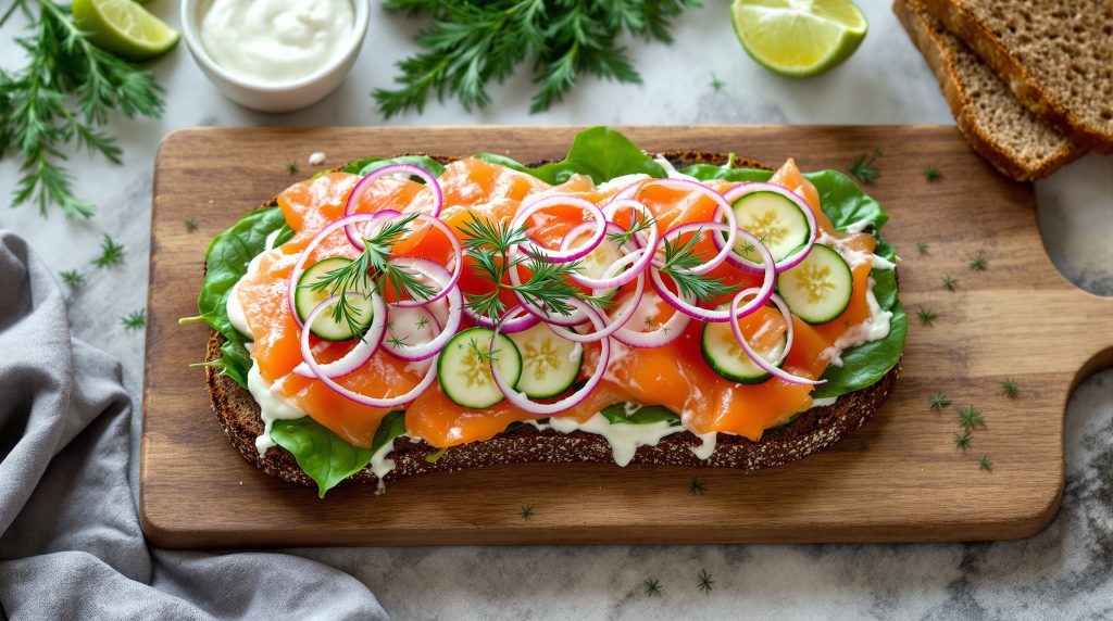 Sandwich med laks og hvidløg