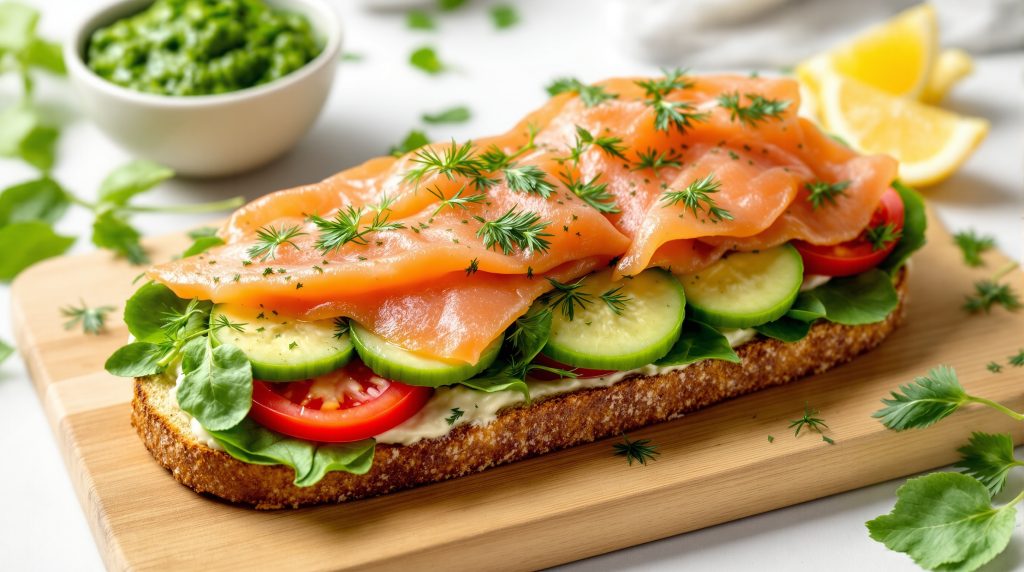 Sandwich med laks og pesto
