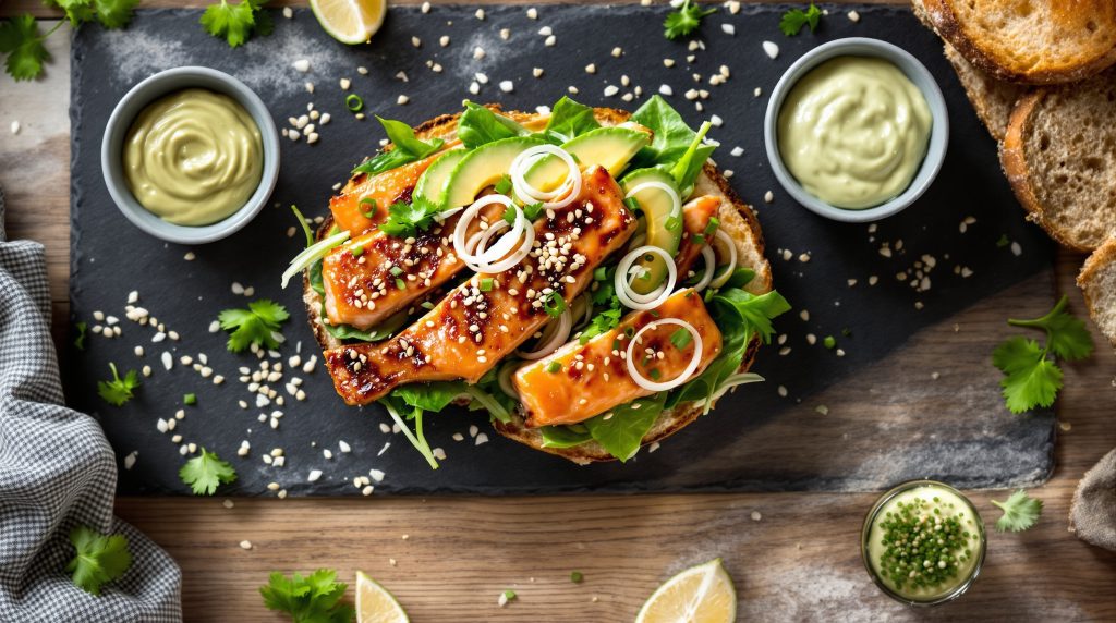 Sandwich med laks og soyasauce