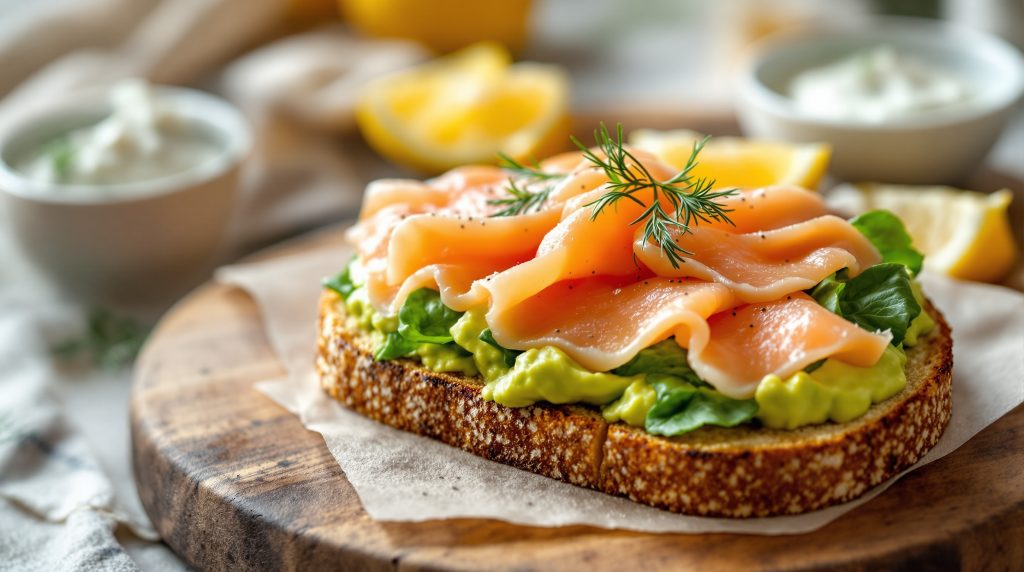 Sandwich med laks og spinat
