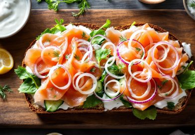 Sandwich med laks og yoghurt dressing
